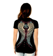 Load Image into Gallery Viewer, Vintage Wings & Stars T-shirt - Sexi Biker