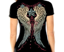 Load Image into Gallery Viewer, Vintage Wings & Stars T-shirt - Sexi Biker