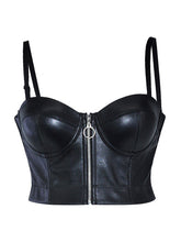 Load Image into Gallery Viewer, Leather Straps Bustier Zipper Top - Sexi Biker
