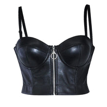 Load Image into Gallery Viewer, Leather Straps Bustier Zipper Top - Sexi Biker