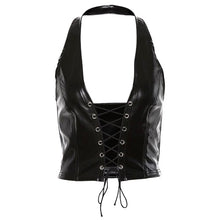 Load Image into Gallery Viewer, Leather Lace-Up Halter Biker Top - Sexi Biker