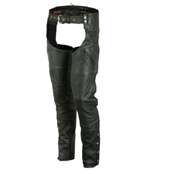 Double Deep Pockets Leather Motorcycle Chaps - Sexi Biker