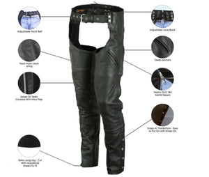 Modern Deep Pockets Leather Chaps - Sexi Biker