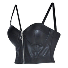 Load Image into Gallery Viewer, Leather Straps Bustier Zipper Top - Sexi Biker