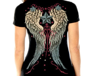 Vintage Wings & Stars T-shirt - Sexi Biker