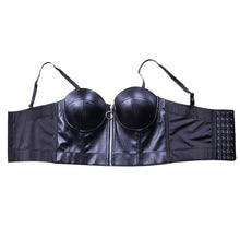 Load Image into Gallery Viewer, Leather Straps Bustier Zipper Top - Sexi Biker