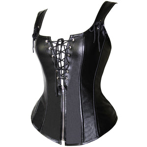 Lace Up Leather Corset Vest - Sexi Biker