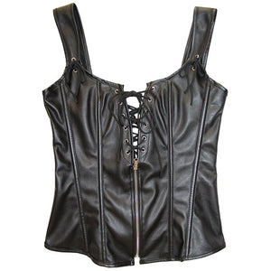Lace Up Leather Corset Vest - Sexi Biker