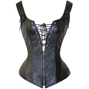 Lace Up Leather Corset Vest - Sexi Biker