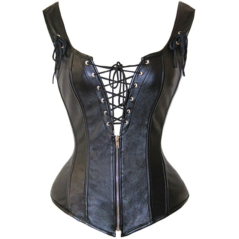 Lace Up Leather Corset Vest - Sexi Biker