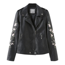 Load Image into Gallery Viewer, Floral Embroidered Leather Moto Jacket - Sexi Biker