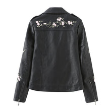 Load Image into Gallery Viewer, Floral Embroidered Leather Moto Jacket - Sexi Biker