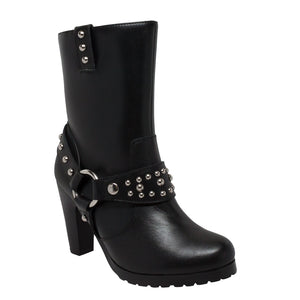 Motorcycle Heeled Boot with Studs - Sexi Biker