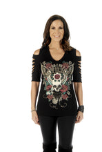 Load Image into Gallery Viewer, Devilish Cuts Black T-shirt - Sexi Biker