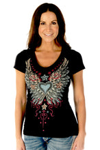 Load Image into Gallery Viewer, Vintage Wings &amp; Stars T-shirt - Sexi Biker