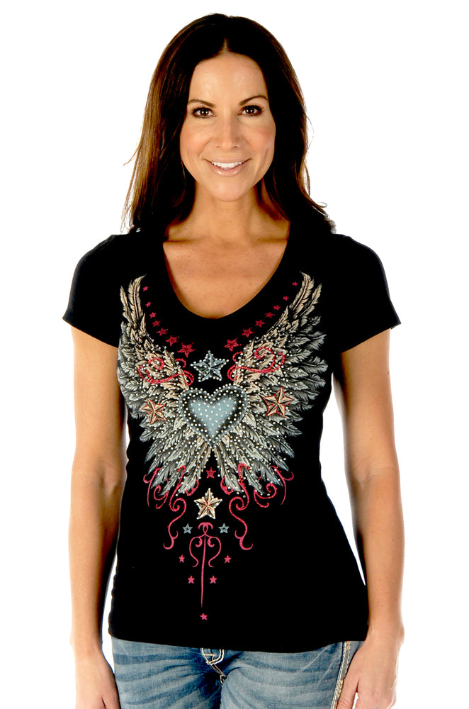 Vintage Wings & Stars T-shirt - Sexi Biker